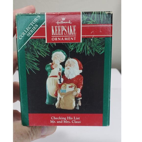 Vintage Hallmark Keepsake Ornament Checking His List Mr. And Mrs. Claus 1991 #6 - Picture 1 of 6